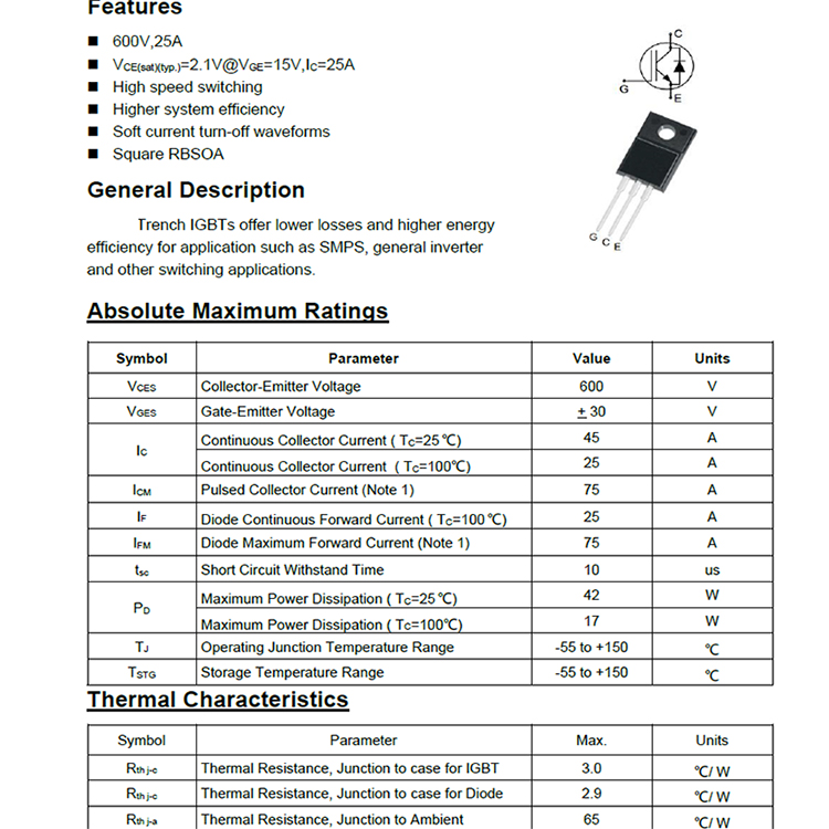 IC BOM service Electronic components 25N60 IGBT transistor.jpg